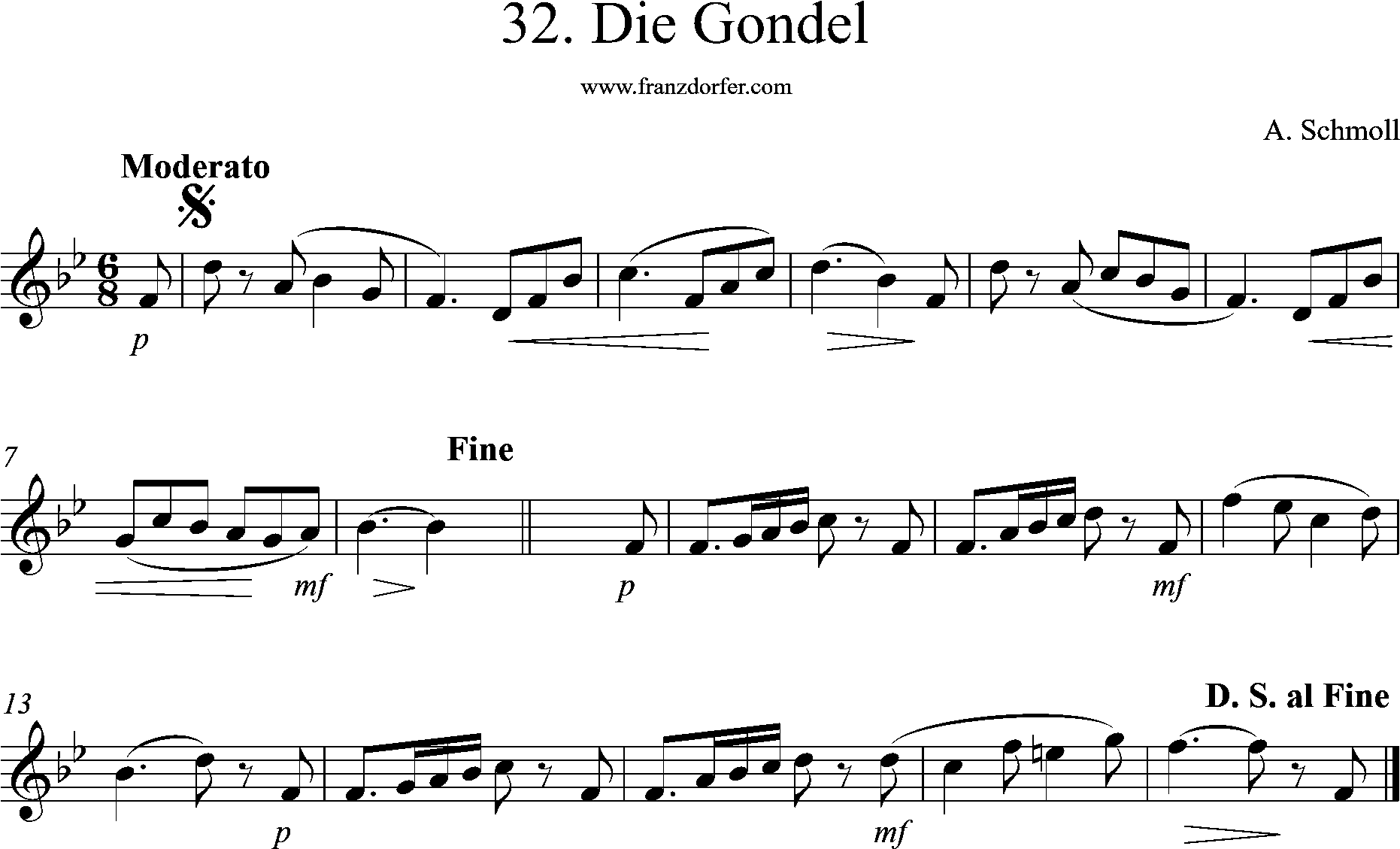 clarinet sheet, die Gondel, bb-Major